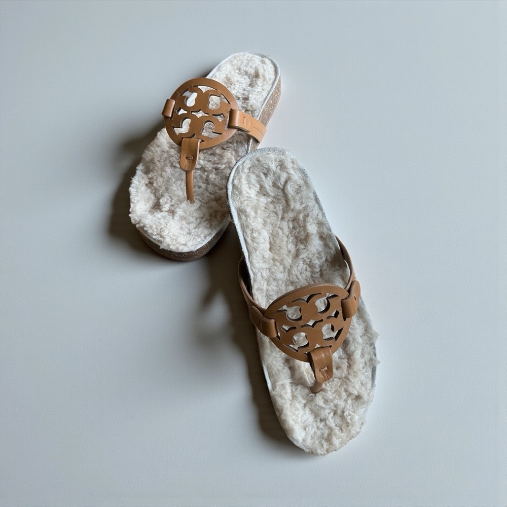 Tory Burch Tan Shearling Sandals